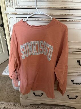 Sunkissed Coconut Coral Crewneck Sweatshirt - Casual Women’s Pullover